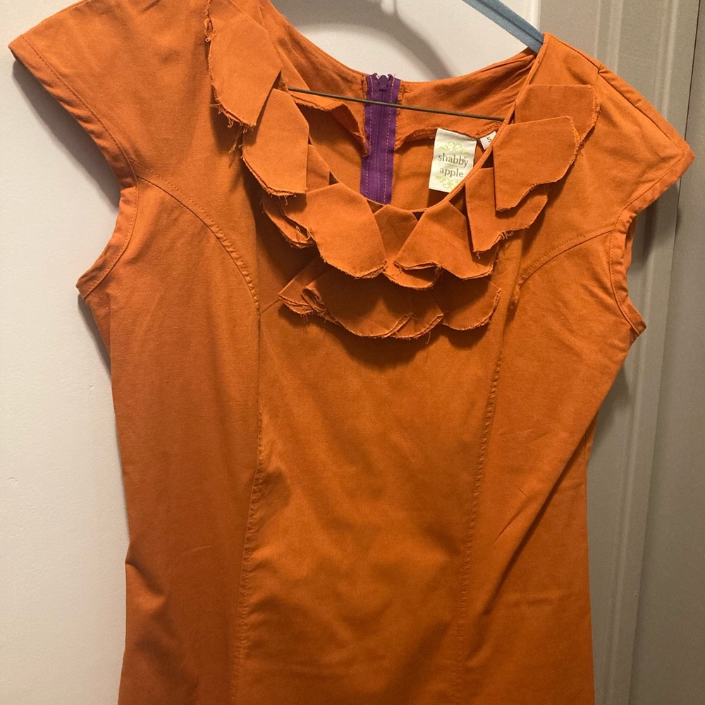 Shabby Apple Orange Purple Ruffle Dress